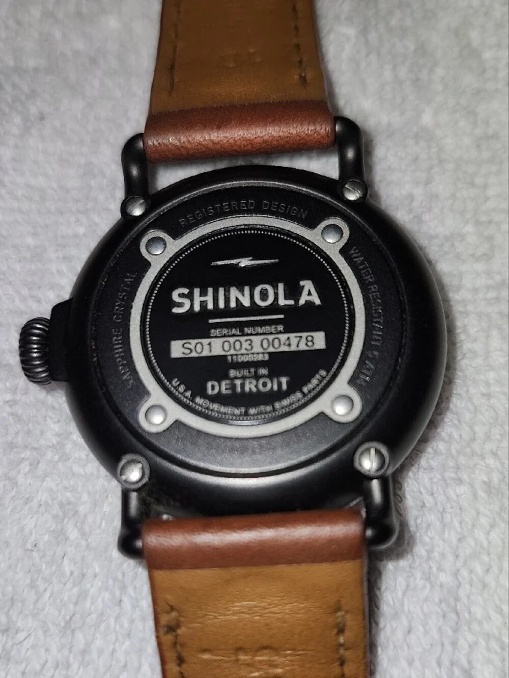 Shinola Argonite Brown Leather Strap Watch with Blue Dial